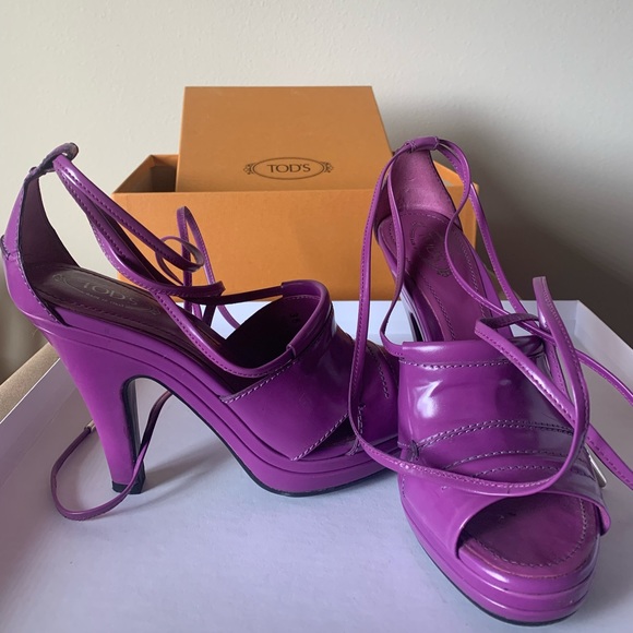 TOD’s purple pumps with wrap around straps. Size 36.5 Made in Italy - Picture 3 of 13